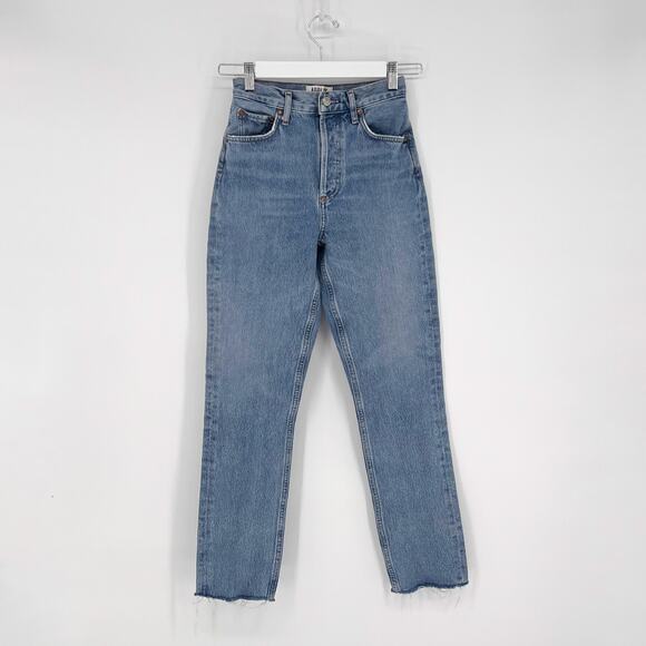 AGOLDE Remy High Rise Straight Jeans Women’s Size 23 Renewable Raw Hem - Picture 2 of 6